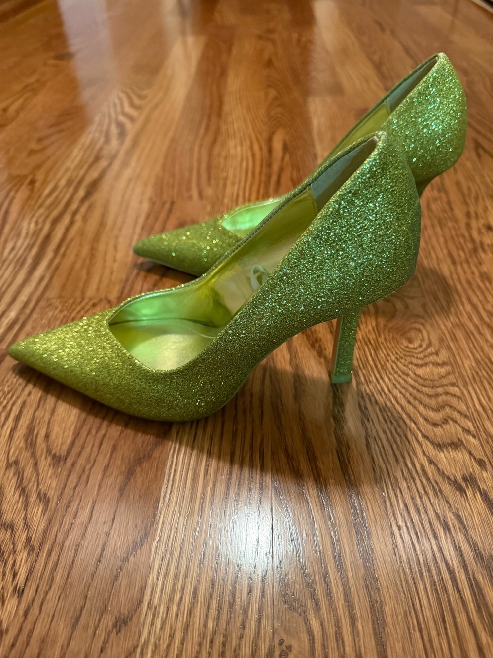 Zara Green Glitter Pointed-Toe Stiletto Pumps